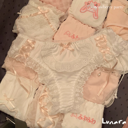 Sakura Snow – Creamy Pink Lace Cotton Panties