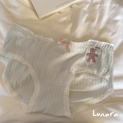 Kawaii Teddy – Japanese Ribbed Cotton Panties