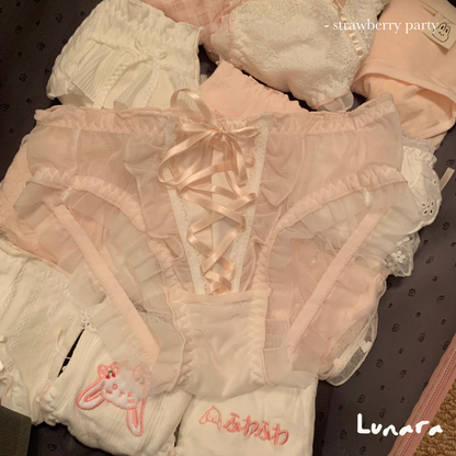 Sakura Snow – Creamy Pink Lace Cotton Panties