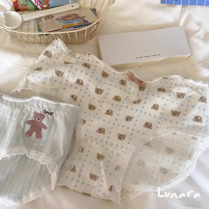 Kawaii Teddy – Japanese Ribbed Cotton Panties