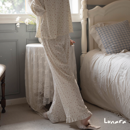 Rosé Bloom – Floral Lace Pajama Set