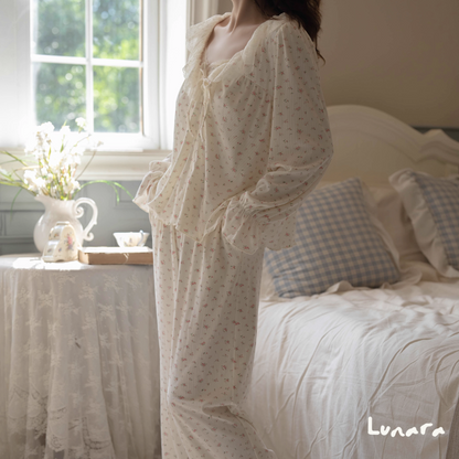 Rosé Bloom – Floral Lace Pajama Set